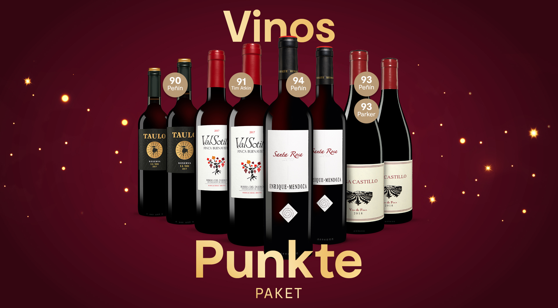 Vinos Punkte Paket mit 4x2 prämierten Rotweinen